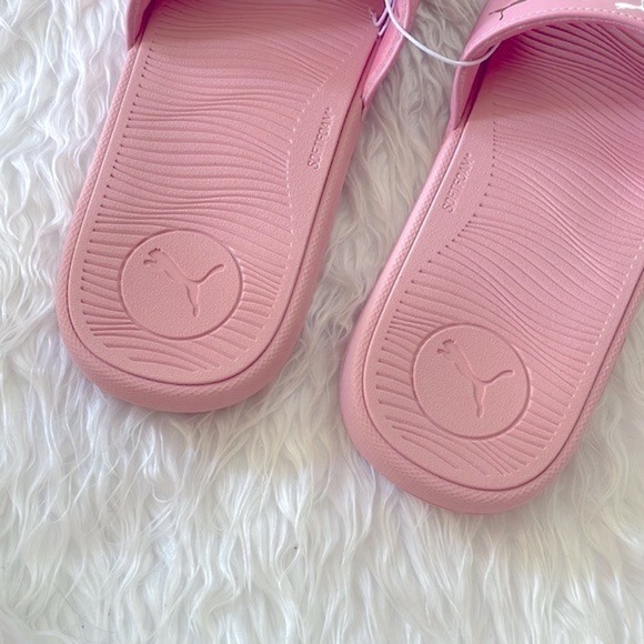 Brand New Puma Cool Cat 2.0 Toss Pink Large Strap Slides Sandals Metallic Logo - Picture 5 of 12